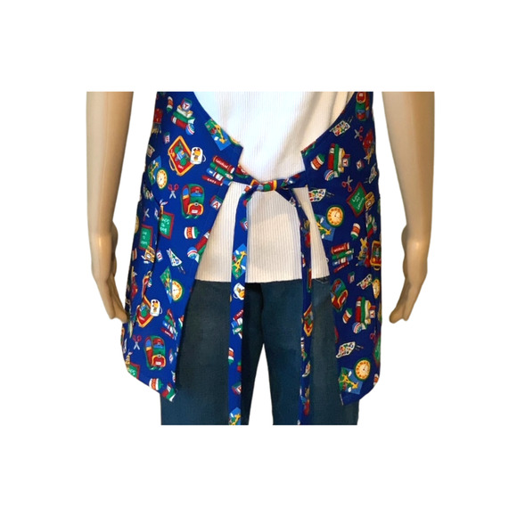 Apron Back to School Theme Lunchbox Kitchen Handmade 100% Cotton Size 25" X 31" - Picture 6 of 6